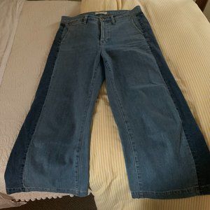 Madewell Women's Two Tone Denim Wide Leg Crop Jeans in Size 29